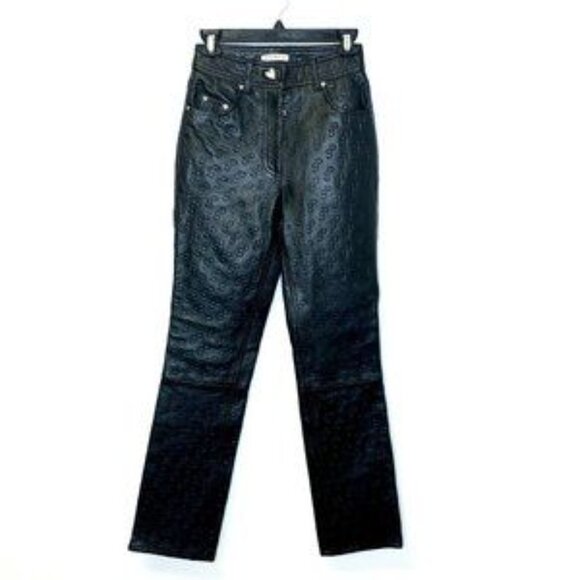 Saks Potts Black Lamb Leather Embossed Trousers - Picture 8 of 9